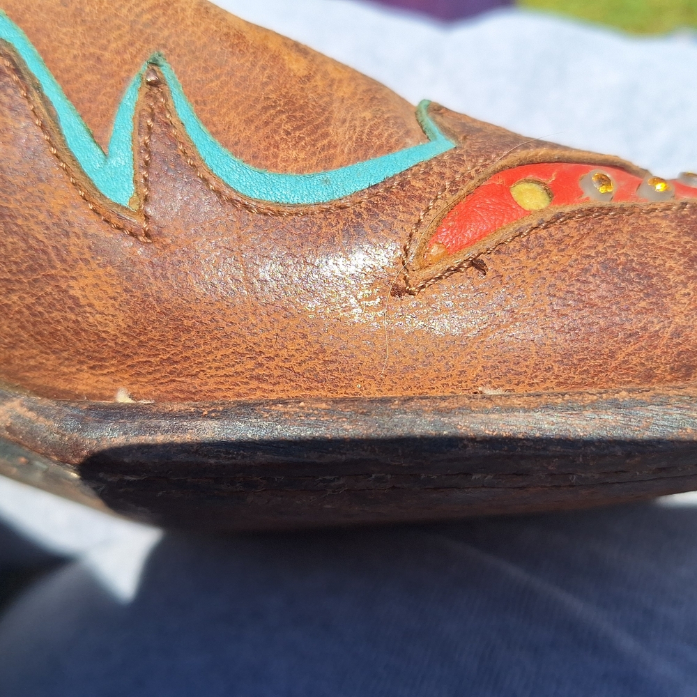 Rare" Ariat Quincy Bronco Billie Red 7.5 Painted Cowgirl Western Cowboy Boots - Picture 12 of 15